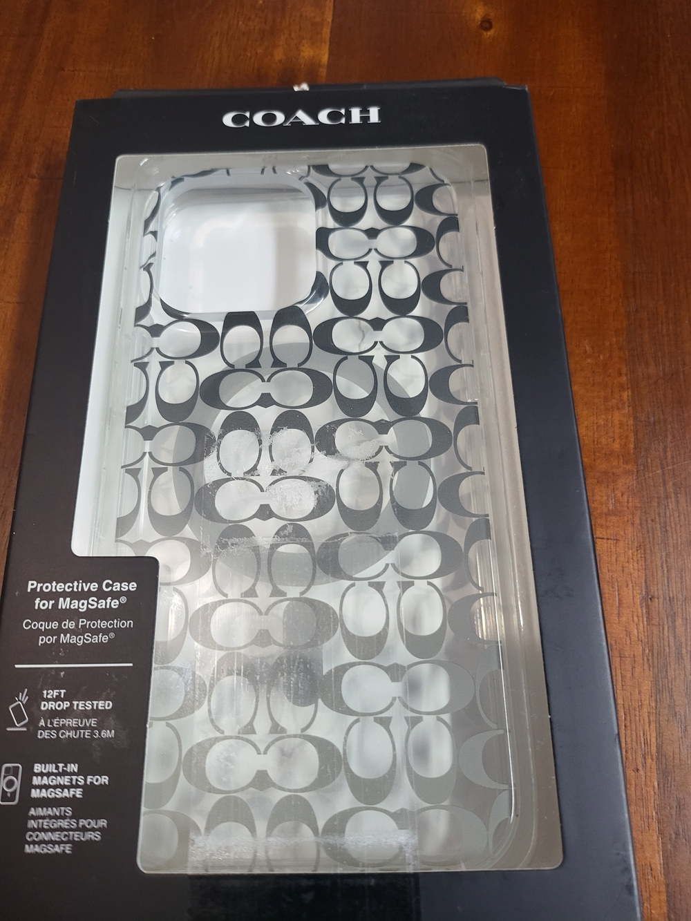 COACH Clear Signature MagSafe Protective iPhone Case - Black/Gray